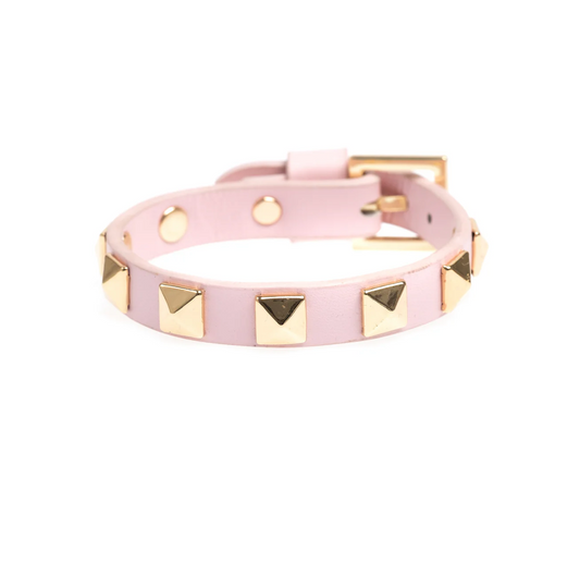 LEATHER STUD BRACELET PALE ROSE