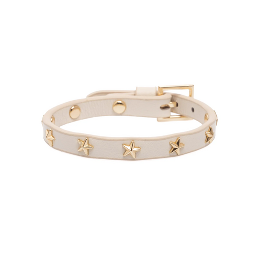 LEATHER STAR STUD BRACELET MINI VANILLA