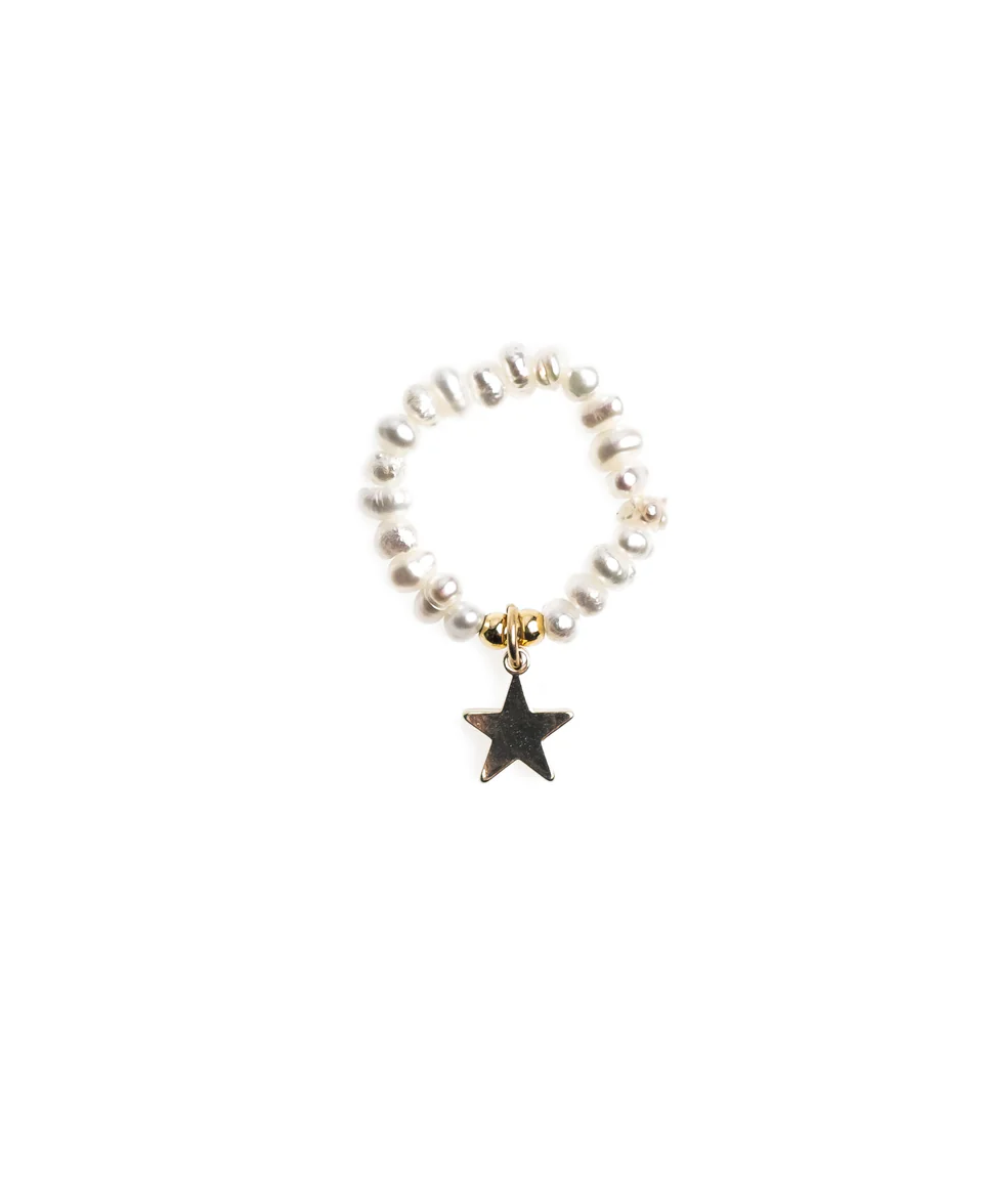 PEARL RING W/STAR CHARM