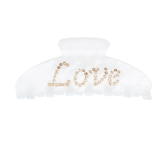 TEXT HAIR CLAW "LOVE" WHITE