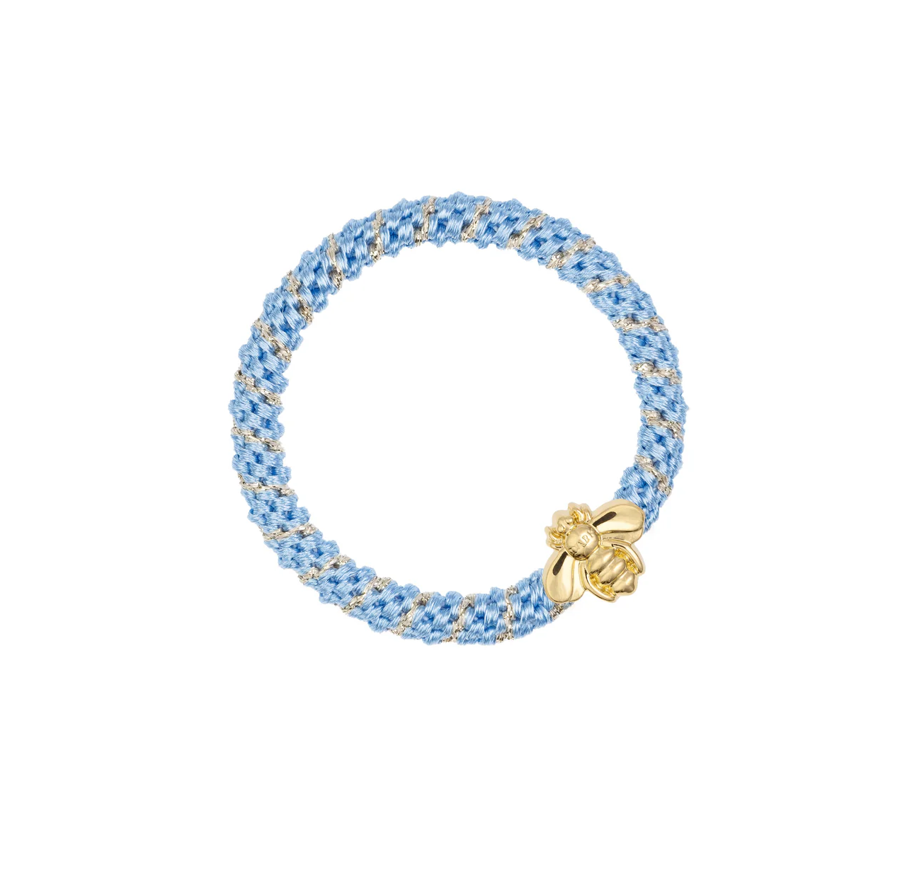 FAT HAIR TIE IBIZA BLUE STRIPE W/BEE