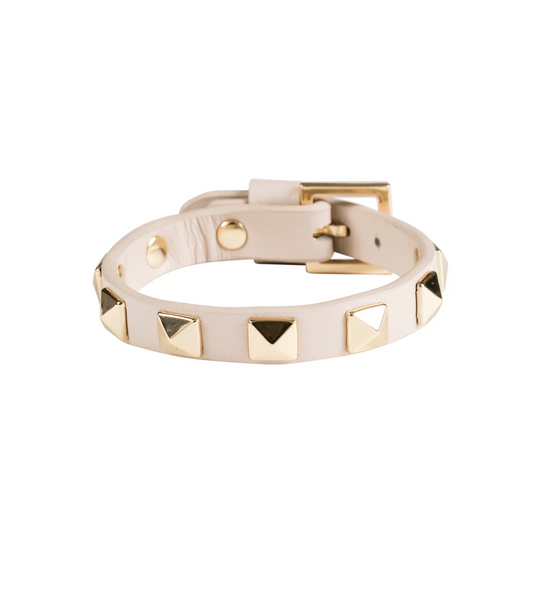 LEATHER STUD BRACELET VANILLA