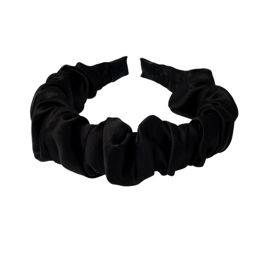 SATIN HAIR BAND WAVE BLACK