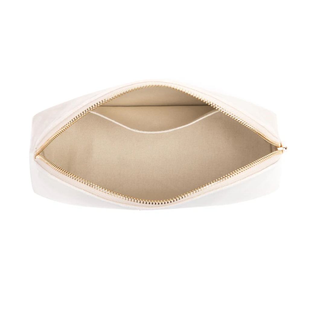 VELVET MAKE-UP POUCH LARGE VANILLA