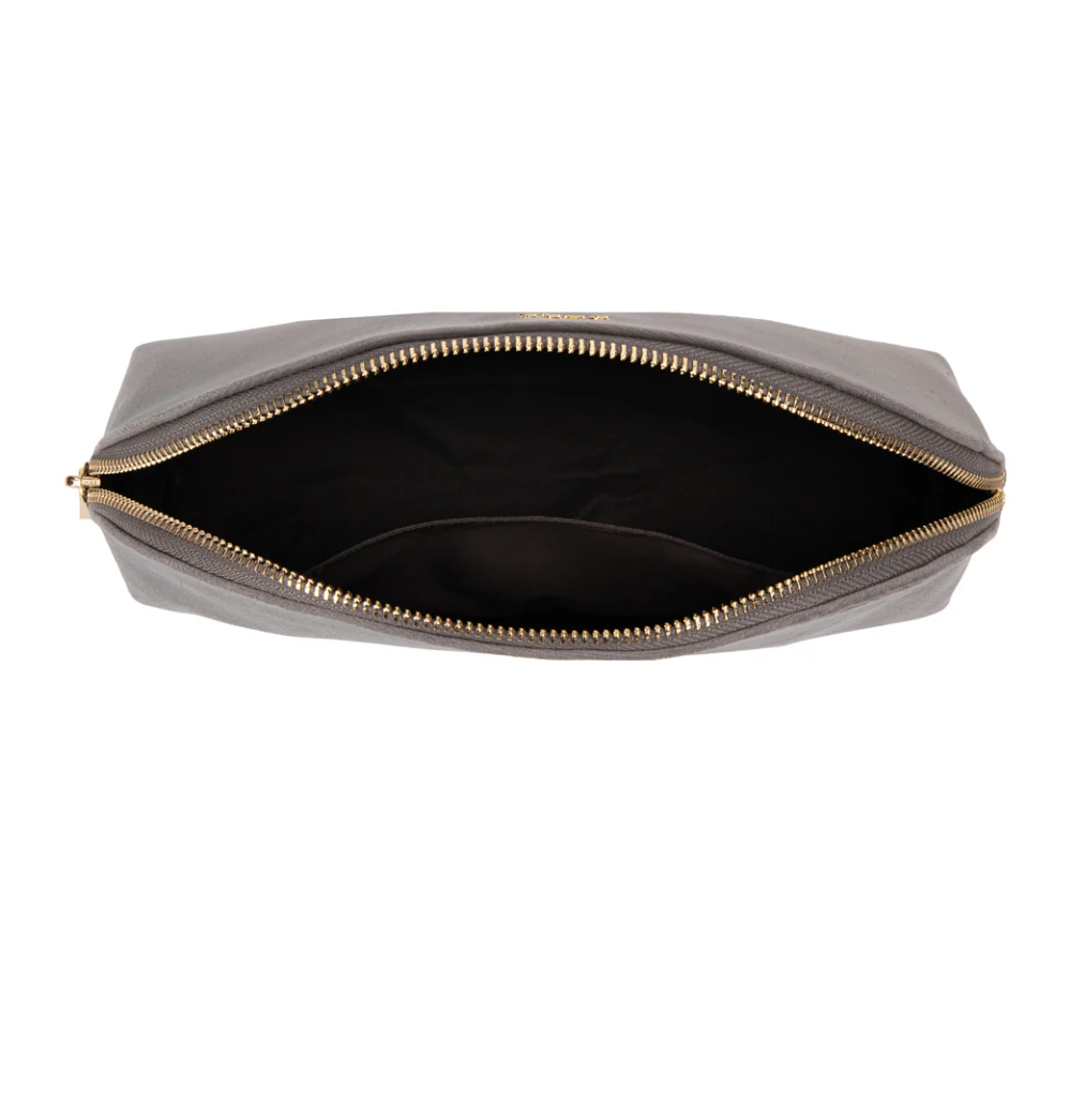 VELVET MAKE-UP POUCH LARGE TAUPE