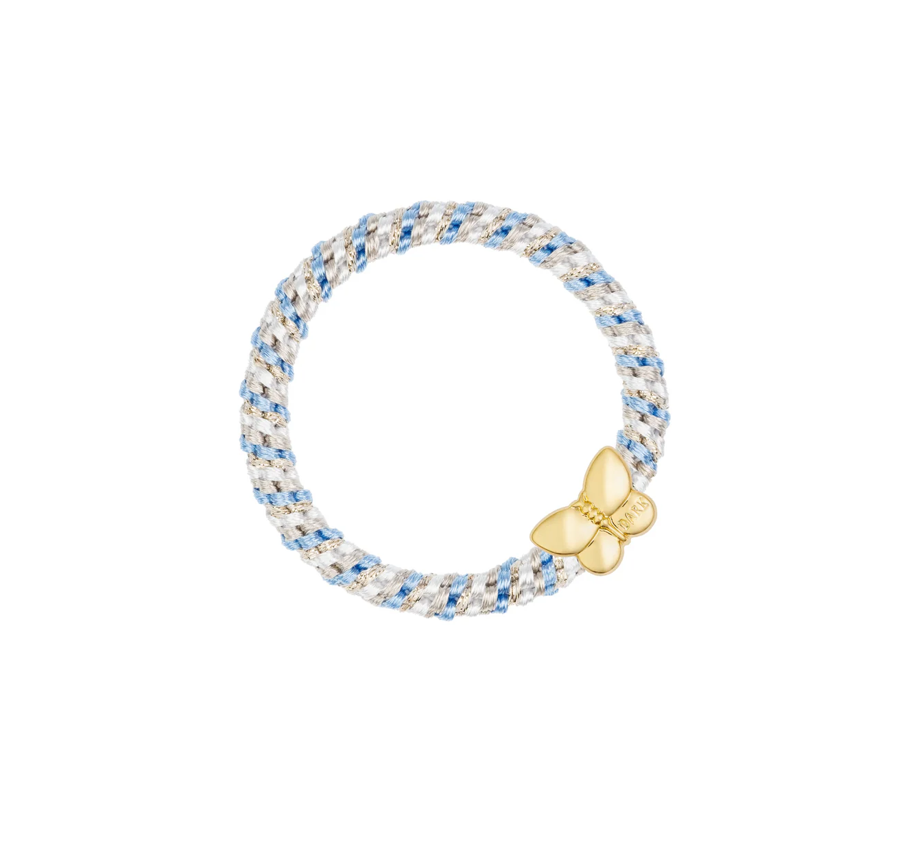 FAT HAIR TIE IBIZA BLUE & SAND MIX W/BUTTERFLY