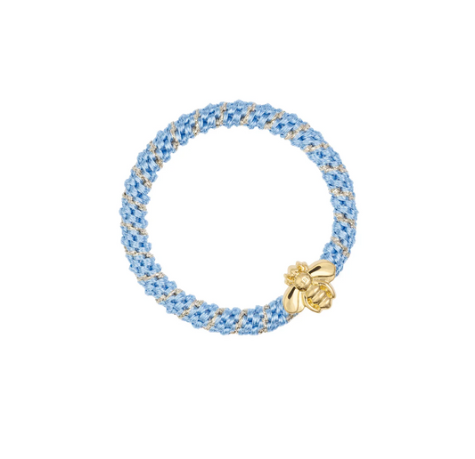 FAT HAIR TIE IBIZA BLUE STRIPE W/BEE