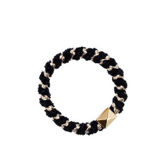 FLUFFY FAT HAIR TIE BLACK STRIPE