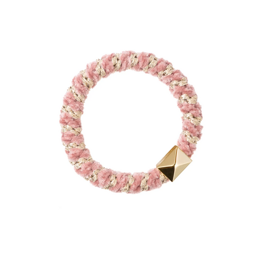 FLUFFY FAT HAIR TIE PINK STRIPE