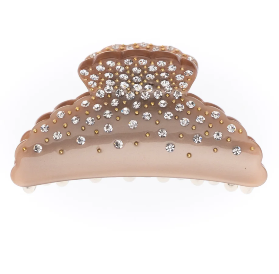CRYSTAL HAIR CLAW LARGE LATTE