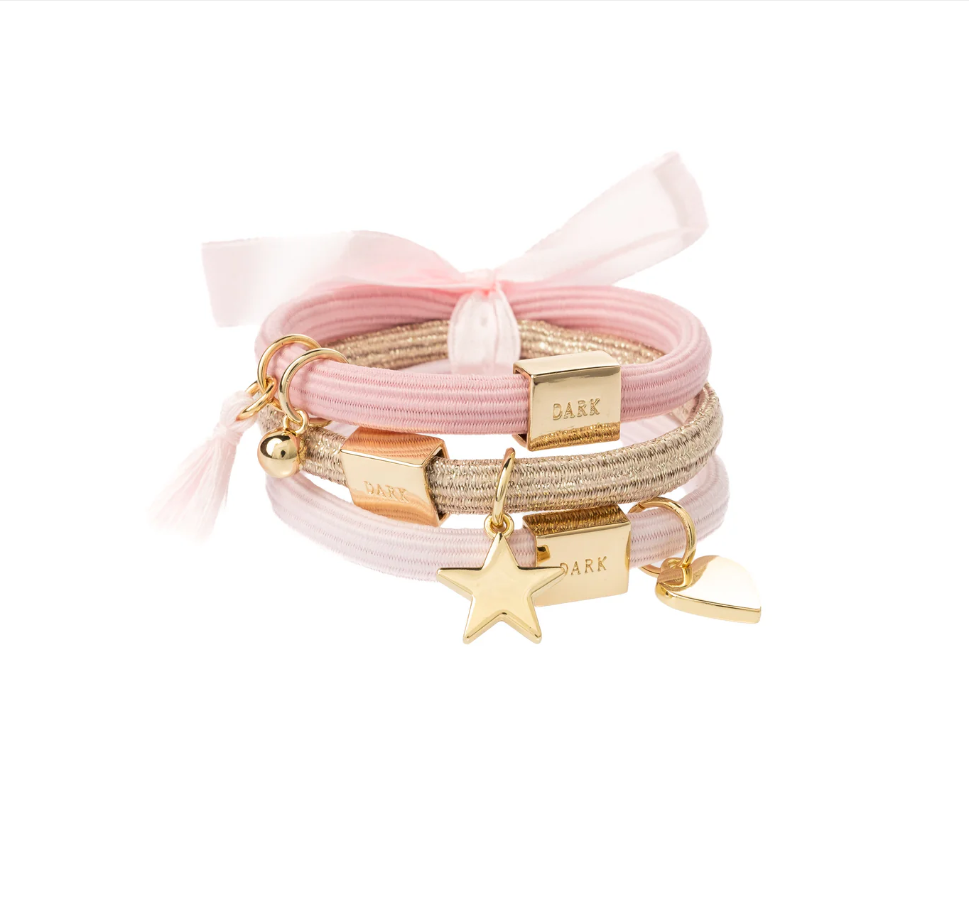 HAIR TIES 3 PK CHARM COMBO DARK ROSES W/GOLD