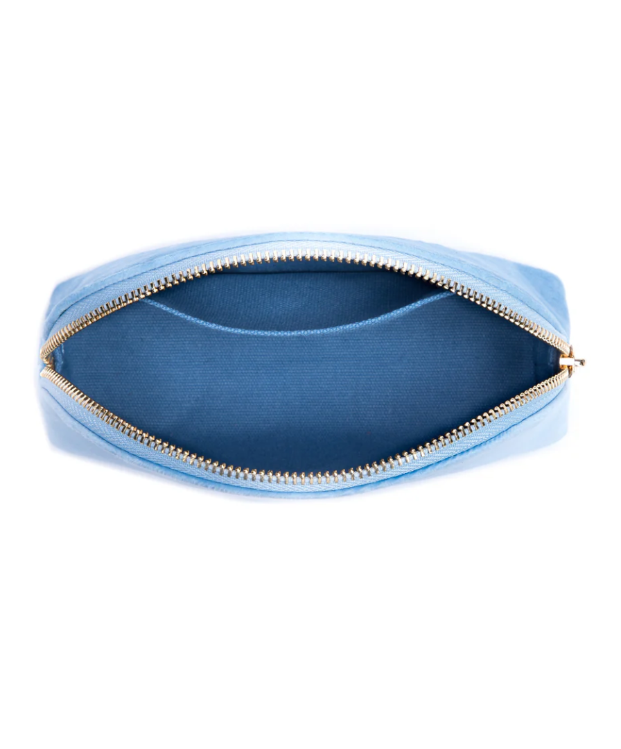 VELVET MAKE-UP POUCH SMALL LIGHT BLUE